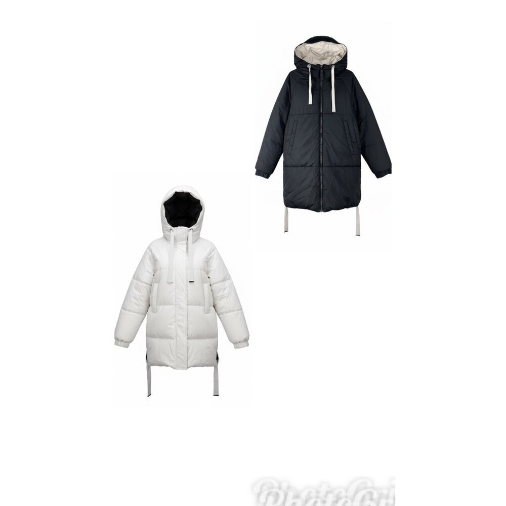 NWT Max Mara The Cube Reversible Down Puffer Jacket Hood Black Ivory Size 8
